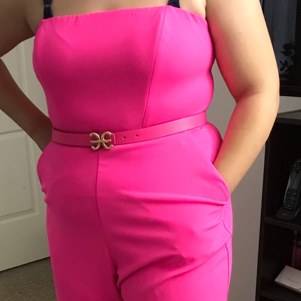 Express Hot Pink Strapless Jumpsuit